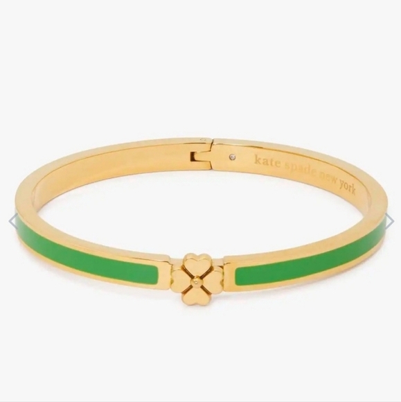 🔹️Kate Spade🔹️ Heritage Spade Flower green Thin Hinged Bangle Bracelet - Picture 1 of 10